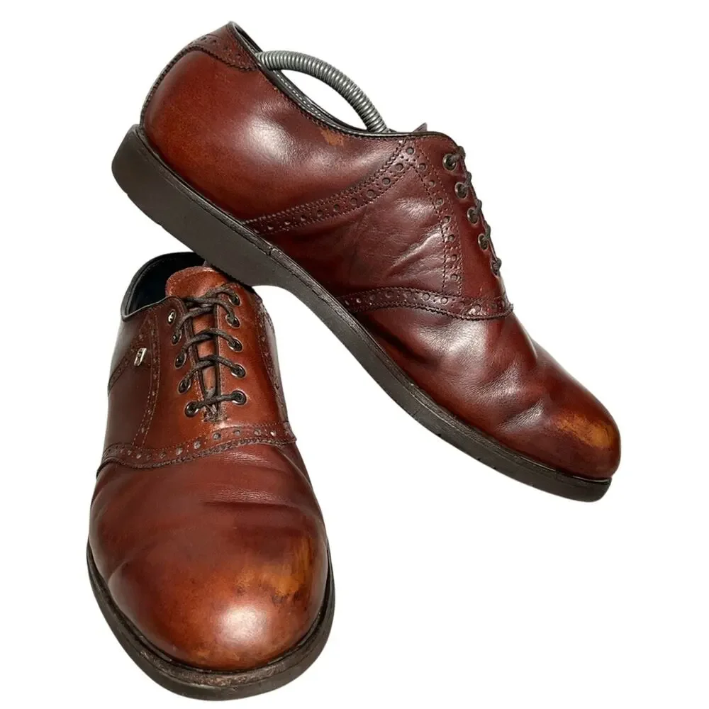 Footjoy Men's 10D Classic Dry Golf Shoes Style 55728 Made In USA Brown VIBRAM